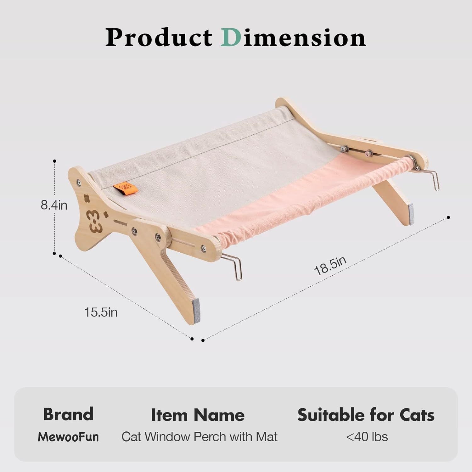 Cat Window Perch & Hammock - Adjustable 2-in-1 Sunbathing Seat For Indoor Cats, Sturdy Design Holds 40 Lbs With Washable Cover Pink, Space-Saving